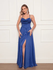 Long Dress Graduation Party Wedding Godmother - Royal Blue - View 2