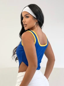 Women's Tank Top, Embroidered Brazil, Brazilian Print, Sporty, Versatile And Chic Summer Street Fashion, Women's Fashion, Brazil National Team, World Cup 2026, Hexa - 藍色 - 查看 3