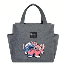 Adorable bolsa de almuerzo aislada con diseño de Stitch - Portador térmico de alimentos de doble bolsillo con grueso papel de aluminio, mantiene las comidas calientes para la escuela, de vuelta a la escuela, útiles escolares, oficina y actividades al aire libre | Colección
