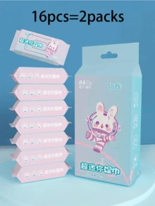8/16/32/64pcs Portable Travel Mini Wet Wipes Pack, Cartoon Cute Travel Wet Wipes, Detachable Cleaning Wet Wipes For Home And Travel - Multicolor - View 8