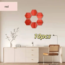 10pcs Hexagon Acrylic 3D Mirror Wall Stickers Self-Adhesive For Living Room Bedroom Decor Wall Decor Home Decor