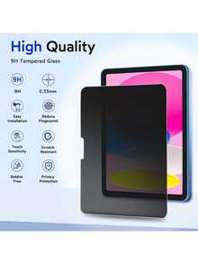 Yezodawee 适用于 iPad 10 (2022) 10.9 英寸和 iPad 11 (A16 2025) 11 英寸的防眩光隐私屏幕保护膜，带隐私滤镜；适用于 iPad 8/7 代 (10.2 英寸) 的防窥钢化玻璃屏幕保护膜，触控灵敏，防指纹，兼容保护壳，单片装，高灵敏度，无气泡，易于安装，黑色安全屏幕 - 1pc - 查看 8