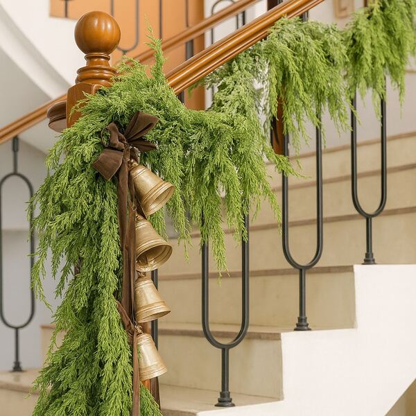 6FT / 9FT Christmas Cedar Garland, Artificial Real Touch Thickness Realistic Greenery Pine Garland, Soft Dense Artificial Vine Decoration, Hanging Cedar Leaves For Fireplace, Mantel, Home, Party & Holiday Decor Christmas Decorations Winter Room Decor