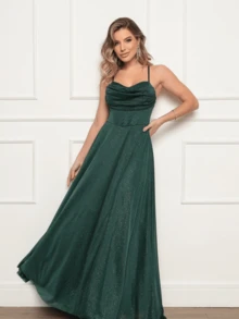 Long Dress Graduation Party Wedding Godmother - Green - View 2