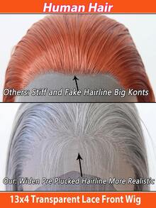 灰色直发真人发假发，13x4蕾丝前假发，预先拔毛，带婴儿发，150%密度，透明蕾丝前假发，适合女性，适用于各种场合，包括音乐节、派对、角色扮演、节日和所有季节。