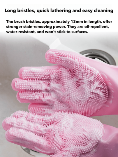 Pet Grooming Gloves - Heat Resistant Silicone Gloves With High-Density Teeth, Enhanced Five Finger Design For Bathing And Massaging Dogs And Cats
