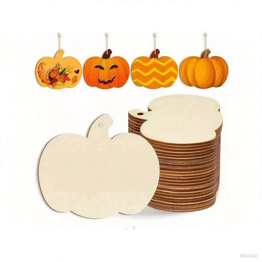 16 Pack Unfinished Wood Pumpkin Cutouts - DIY Wooden Ornaments For Fall, Thanksgiving & Christmas Crafting - View #10
