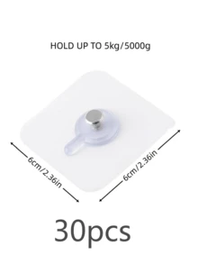 30pcs Heavy Duty Self-Adhesive Wall Hooks, Suitable For Hanging Photos And Frames, Bags, Kitchen Utensils Etc. - No Screws Needed, Washable And Reusable, Hole-Free Hooks - Ideal For Home Decor And Organization, Applicable To Living Room, Bedroom, Balcony, Also Suitable For Bedroom And Bathroom Decoration.