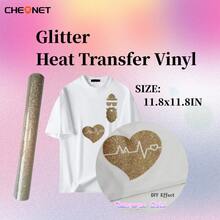 CHEONET 1 件 30cmx21cm/11.8*8.2 英寸闪光热转印乙烯基薄膜 DIY 定制服装 - 香檳色 - 查看 18