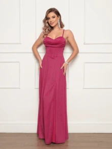 Long Dress Graduation Party Wedding Godmother - Rose Red - View 2