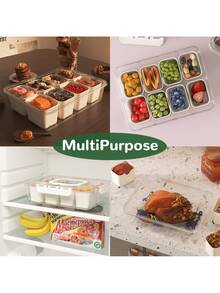 2Pack Snackle Box Container - Dishwasher Safety Divided,8 Compartments Snack Box,Serving Tray With Lid And Handle - Charcuterie Board For Portable Snack Platters - Clear Organizer For Fruits Snacks,Perfect For Road Travel,Thanksgiving Gifts, Christmas Gifts, Halloween Gifts, Valentine's Day Gifts, New Year Gifts - 米色 - 查看 5