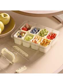 2Pack Snackle Box Container - Dishwasher Safety Divided,8 Compartments Snack Box,Serving Tray With Lid And Handle - Charcuterie Board For Portable Snack Platters - Clear Organizer For Fruits Snacks,Perfect For Road Travel,Thanksgiving Gifts, Christmas Gifts, Halloween Gifts, Valentine's Day Gifts, New Year Gifts - 米色 - 查看 7