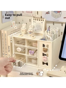 1 pieza Caja de almacenamiento con múltiples compartimentos de gran capacidad, organizador de escritorio con cajones, adecuado para el almacenamiento en el escritorio del hogar