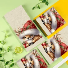 2/4 Pcs Deer Pattern Printed Dish Towels, Christmas Gifts, Christmas Decorations, Super Absorbent Microfiber Modern Towels For Cooking, Baking, Washing Dishes, Cleaning, Hand Towels, Kitchen Decor, Gifts For Neighbors, Mothers, Friends, Housewarming