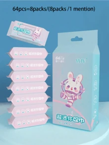 8/16/32/64pcs Portable Travel Mini Wet Wipes Pack, Cartoon Cute Travel Wet Wipes, Detachable Cleaning Wet Wipes For Home And Travel - Multicolor - View 10