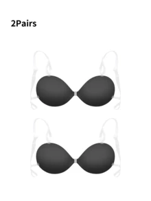 زوج/زوجان من صدريات لاصقة بتصميم رفع وتكثيف قابلة لإعادة الاستخدام بدون أشرطة وظهر مكشوف، مثالية للفساتين السهرة وفساتين الزفاف