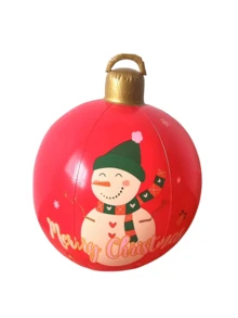 1 pezzo Palla di Natale gonfiabile gigante - Decorazione natalizia in PVC a prova di perdite con disegno di pupazzo di neve e renna, motivo a righe rosse e bianche, adatta per uso interno/esterno, appendibile a parete o albero, decorazioni per feste natalizie, decorazioni natalizie, ornamenti natalizi