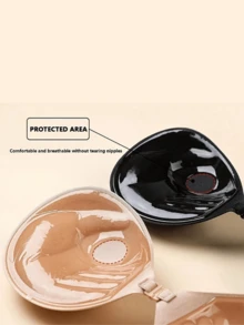 Sujetador invisible con efecto push-up, sujetador sin espalda y sin tirantes para mujeres, pétalos de silicona autoadhesivos y sin costuras, en color piel y negro, sujetador adhesivo reutilizable, apto para todas las estaciones - Multicolor - Ver 6