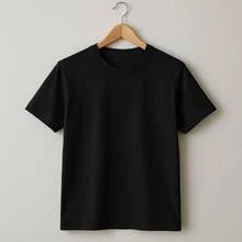 KIT 5 Basic Plain T-Shirts 100% Cotton 30.1 Unisex - 黑色+白色+淡藍色+寶藍色+淡粉紅色 - 查看 4