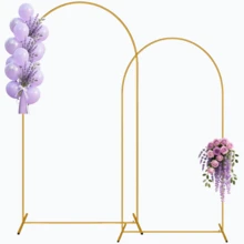 2Pack Metal Arch Backdrop Stand(7.2FT/6FT), Decorative Balloon Arch Stand, Easy Assembly Gold Wedding Arch, Stable Backdrop Arch Stand For Wedding Ceremony, Birthday Party, Baby Shower - 金色 - 查看 1