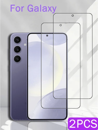 2pcs High Definition Full Coverage Tempered Glass Screen Protector, Water-Repellent, Oil-Proof, Scratch-Resistant, Easy To Clean, Compatible With Phone Cases, Suitable For Samsung Galaxy Smartphones.