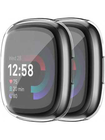 Tobfit For Fitbit Sense 2 / Fitbit Versa 4 Screen Protector Case, Soft Plated TPU Full Around Sensitive Touch Protective Cover For Fitbit Sense 2 / Fitbit Versa 4 Accessories