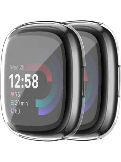 Tobfit för Fitbit Sense 2 / Fitbit Versa 4 skärmskyddsskal, mjukt pläterat TPU-skydd runtom känsligt pekskydd för Fitbit Sense 2 / Fitbit Versa 4 tillbehör