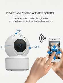 GENAI Home Smart Camera, 3MP WiFi Indoor Monitor With Night Vision, 360° Rotation, Motion Tracking, Ideal For Home Security, Baby And Pet Monitoring - White - View 4