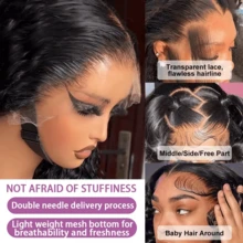 CEXXY 13x6 Human Hair Front Lace Wig, Brazilian Wig With Natural Waves, Deep Wave Wig, 100% Baby Hair, HD Lace, Glue-Free Wig, 180% Density, 360° Human Hair Lace Wig - SPure Natural - Xem 7