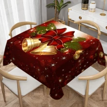 1/20 piezas Mantel de Navidad, Mantel con hermoso patrón de campanas y lazos, Mantel de invierno, Mantel rectangular, Adecuado para fiestas temáticas, Decoración del hogar, Apto para uso interior y exterior, Decoración navideña, Regalo de Año Nuevo, Alta calidad - Multicolor - Ver 13