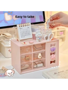 1 pieza Caja de almacenamiento con múltiples compartimentos de gran capacidad, organizador de escritorio con cajones, adecuado para el almacenamiento en el escritorio del hogar