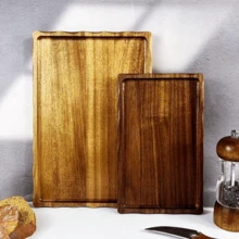 Tocător din lemn de 2 dimensiuni - Tocător etanș, Tocător de bucătărie, Tocător de brânzeturi, Tocător de pâine, Tocător de fructe, Tocător din lemn de trandafir, Tocător multifuncțional, Tavă pentru micul dejun, Tavă decorativă, Potrivit pentru acasă, restaurant și utilizare în exterior