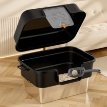 XL Stainless Steel Litter Box With Lid,Extra Large 22.5"L*16.5"W*15.7"H Metal Cat Litter Boxs,Jumbo Enclosed Removable Litter Box High Sides For Big Cats,With Cat Litter Scoop, Leak-Proof - màu đen - Xem 3