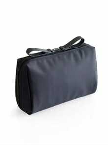 Kompakte Reise-Kosmetiktasche - leichter, tragbarer Reißverschluss-Kosmetikbeutel für Lippenstifte, Handy, Kabel & Essentials, Stoff Unisex Schwarz für täglichen Gebrauch & Unterwegs-Organisation