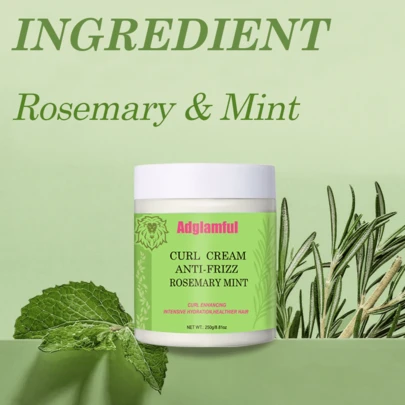 Adglamful 迷迭香卷发霜，抚平毛躁秀发，24 小时定型卷发，无需冲洗 + 3 分钟定型，深层保湿护发，不油腻，适合女性