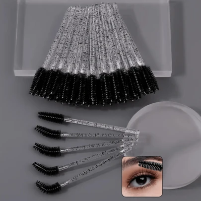 100/500支装一次性黑色睫毛刷、睫毛膏刷、眉刷、迷你化妆工具、眼影刷、螺旋刷