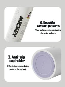 500 Ml Insulated Water Bottle, Leak-Locking Flip Cap, Vacuum Wall Keeps Beverages Hot Or Cold For Hours, High-Quality Stainless Steel Interior, Classic Print, Slim Base Slides Into Car Holders & Backpack Pockets, Ideal For School, Gym, Office, Travel, Gift-Ready For Fans - Mickey-white - View 7