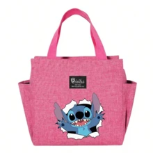Adorable bolsa de almuerzo aislada con diseño de Stitch - Portador térmico de alimentos de doble bolsillo con grueso papel de aluminio, mantiene las comidas calientes para la escuela, de vuelta a la escuela, útiles escolares, oficina y actividades al aire libre | Colección