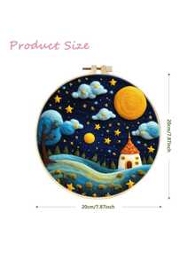 1 包天空之夜图案针毡入门套装羊毛画风景套装包括羊毛袋毡针泡沫垫毡布 DIY 礼物 20x20cm/7.87x7.87 英寸 - 彩色 - 查看 3