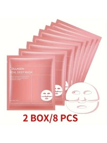 NEUZOJIT Collagen Face Mask – Hydrating & Anti-Aging Collagen Sheet Masks, Deep Hydration, Smooths Fine Lines, Overnight Face Mask For Radiant Skin, Pore Minimizing, Elasticity Improvement, Local Warehouse,Back To School - 粉色 - 查看 1
