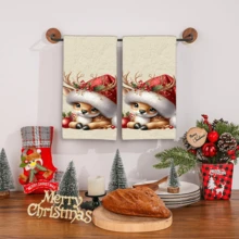 2/4 Pcs Deer Pattern Printed Dish Towels, Christmas Gifts, Christmas Decorations, Super Absorbent Microfiber Modern Towels For Cooking, Baking, Washing Dishes, Cleaning, Hand Towels, Kitchen Decor, Gifts For Neighbors, Mothers, Friends, Housewarming