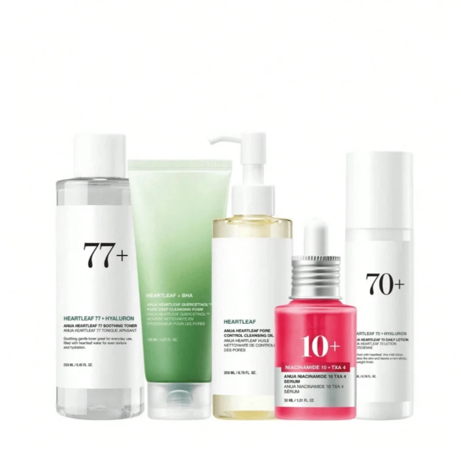 Ultimate Skincare Routine Set(Upgraded Version):Cleansing Oil + Facial Foam Cleanser +Toner + Dark Spots Serum + Moisturizer, Hydrating Korean Skincare - 彩色 - 查看 1