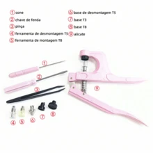 3-In-1 Pliers For Sewing Snap Buttons, Plastic, Metal, Ritas And Eyelets - Pink Matrix With 200 Clothing Buttons - 粉色 - 查看 8