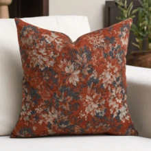 Poszewka na poduszkę dekoracyjną w stylu vintage w amerykańskim stylu kwiatowym, w stylu rustykalnym, odpowiednia do salonu, sypialni, na każdą porę roku, może być również prezentem (wkładka nie jest dołączona) - Beżowy - Zobacz 11