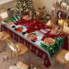 1/20 Stücke Weihnachtstischdecke, Weihnachts-Zwerg und Schneeflocken Design Tischdecke - maschinell hergestellt aus Polyester, rechteckige festliche Dekoration, geeignet für Familienfeiern, Küchen und Feiertags-Zusammenkünfte, pflegeleichter Stoff, Weihnachtstischdekoration, Heimdekoration - Verschiedenfarbig - Übersicht 5