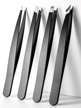4Pcs Precision Tweezers Set For Eyebrows, Professional Stainless Steel Tweezers For Eyebrows - Great Precision For Facial Hair, Splinter And Ingrown Hair Removal Eyebrow Trimmers Hair Removal, Face Hair Removal, Hair Trimmer, Hair Trimmer, Barber Supplies, Haircut, Bag, Organizer, Storage, Hair Accessories