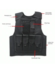 1 pezzo Gilet da esterno, Equipaggiamento CS, Gilet per il gioco del mangiare pollo, Armatura di livello tre per uomo e donna, Equipaggiamento traspirante, Gilet da allenamento, Con tasche sul retro in grado di contenere sacche d'acqua e altre attrezzature - Multicolore - Visualizzare 3