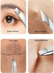 4Pcs Precision Tweezers Set For Eyebrows, Professional Stainless Steel Tweezers For Eyebrows - Great Precision For Facial Hair, Splinter And Ingrown Hair Removal Eyebrow Trimmers Hair Removal, Face Hair Removal, Hair Trimmer, Hair Trimmer, Barber Supplies, Haircut, Bag, Organizer, Storage, Hair Accessories - 黑色 - 查看 4