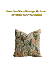 1/2 Pieces, Pastoral Floral Style Beige Decorative Square Pillowcase, Suitable For All Seasons, Available In A Variety Of Colors And Sizes, High-Density Multi-Color Jacquard Fabric Pillowcase, No Pillow Core, Zipper Closure, Suitable For Holiday Parties,Sofa Cushion Covers, Beds, Living Rooms, Offices, Cars And As Gifts.