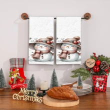 2/4 pièces Serviettes à vaisselle imprimées bonhomme de neige, cadeaux de Noël, décorations de Noël, serviettes microfibre super absorbantes et modernes pour la cuisine, la cuisson, la vaisselle, le nettoyage, les serviettes de toilette, la décoration de cuisine, cadeaux pour les voisins, les mamans, les anniversaires, les pendaisons de crémaillère pour les amis, les essentiels de cuisine, les nécessités quotidiennes